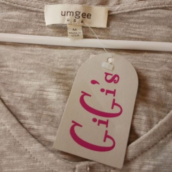 Umgee Gray Tan Reverse Hemline Tunic - Picture 5 of 7